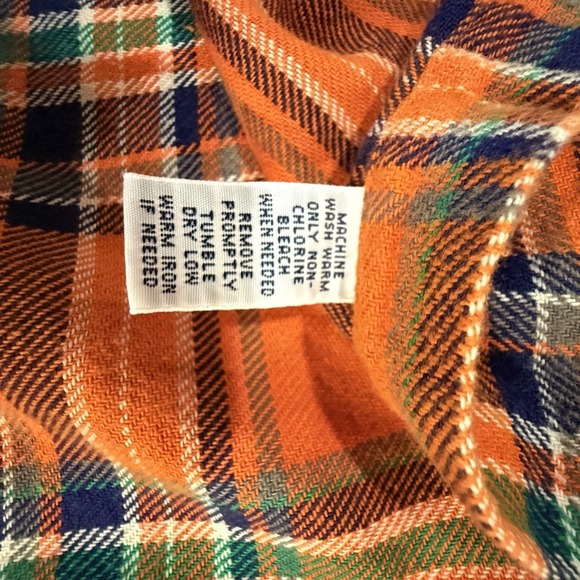 VTG POLO RALPH LAUREN 100% Cotton Flannel Shirt Orange Plaid Mens Medium M - Picture 4 of 5